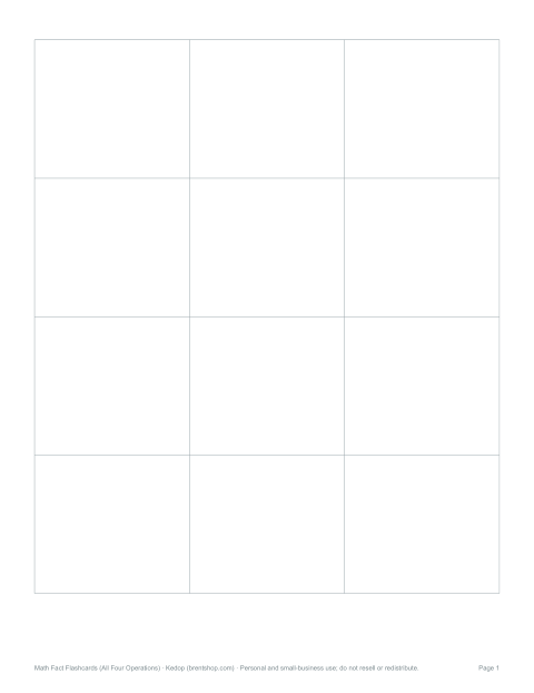 Preview of the first page of Blank flashcards