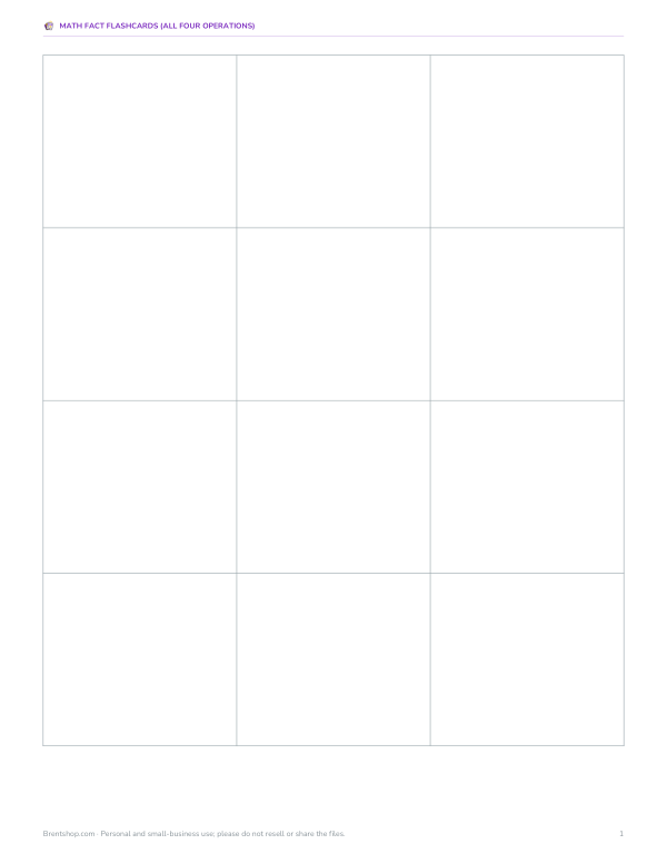 Preview of Printable Blank Flashcards